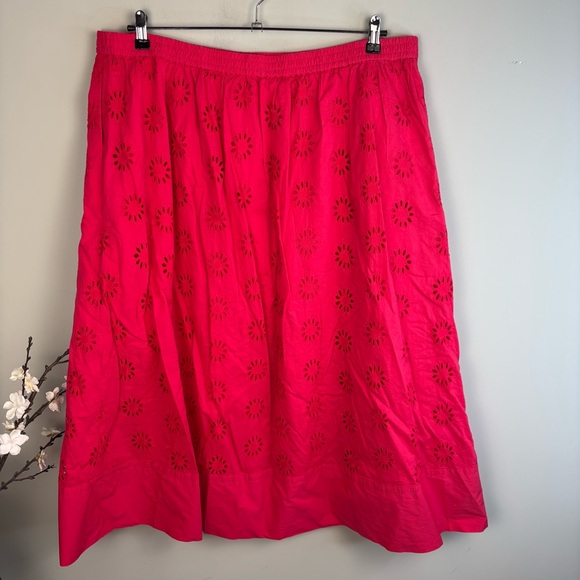 J Crew Pull On Eyelet Midi Skirt Size 2X - Picture 5 of 5